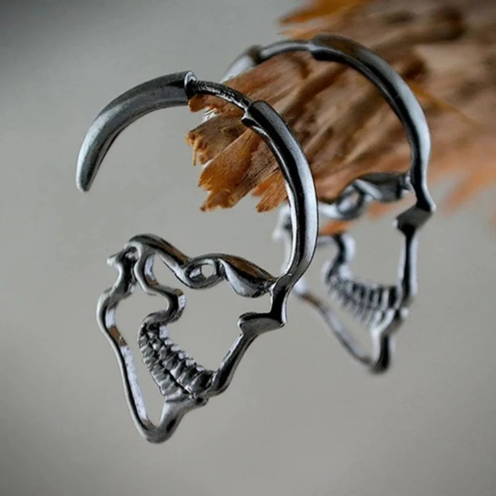 Silver Skull Drop Earrings for Men or Women