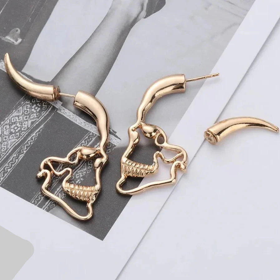 Gold Skull Drop Earrings for Men or Women