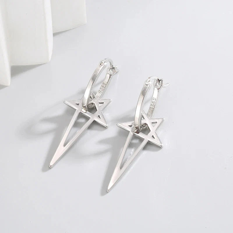 Long Pentacle Earrings Wiccan Witchcraft Women