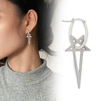 Long Pentacle Earrings Wiccan Witchcraft Women