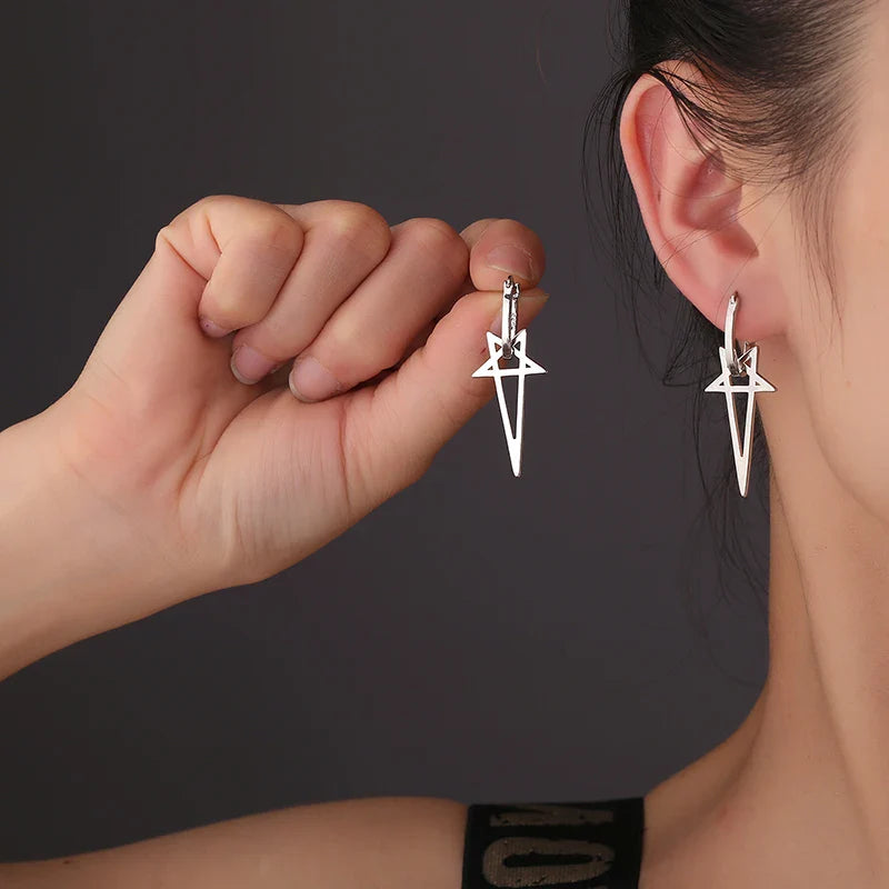 Long Pentacle Earrings Wiccan Witchcraft Women