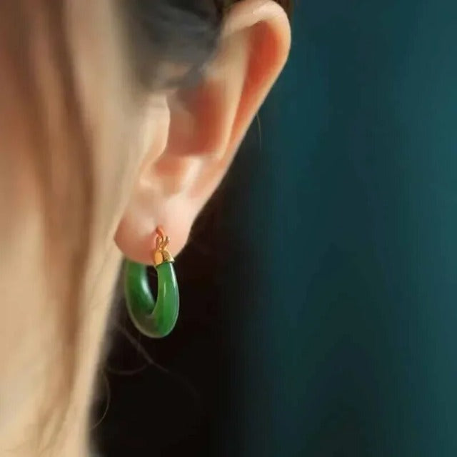 Green Jasper Stone Earrings