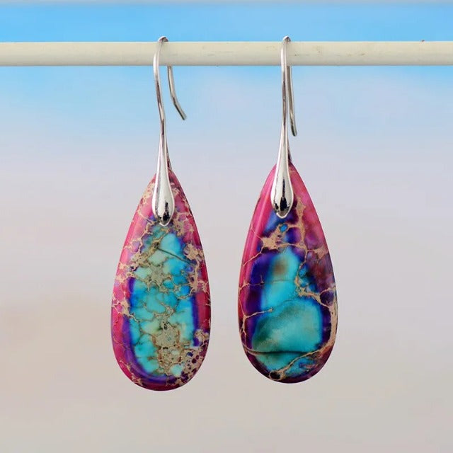 Natural Stone Earrings Purple