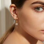 Key and lock hoop earrings with rhinestones