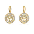 Round Drop Tree of Life Earrings in Gold