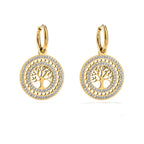 Round Drop Tree of Life Earrings in Gold