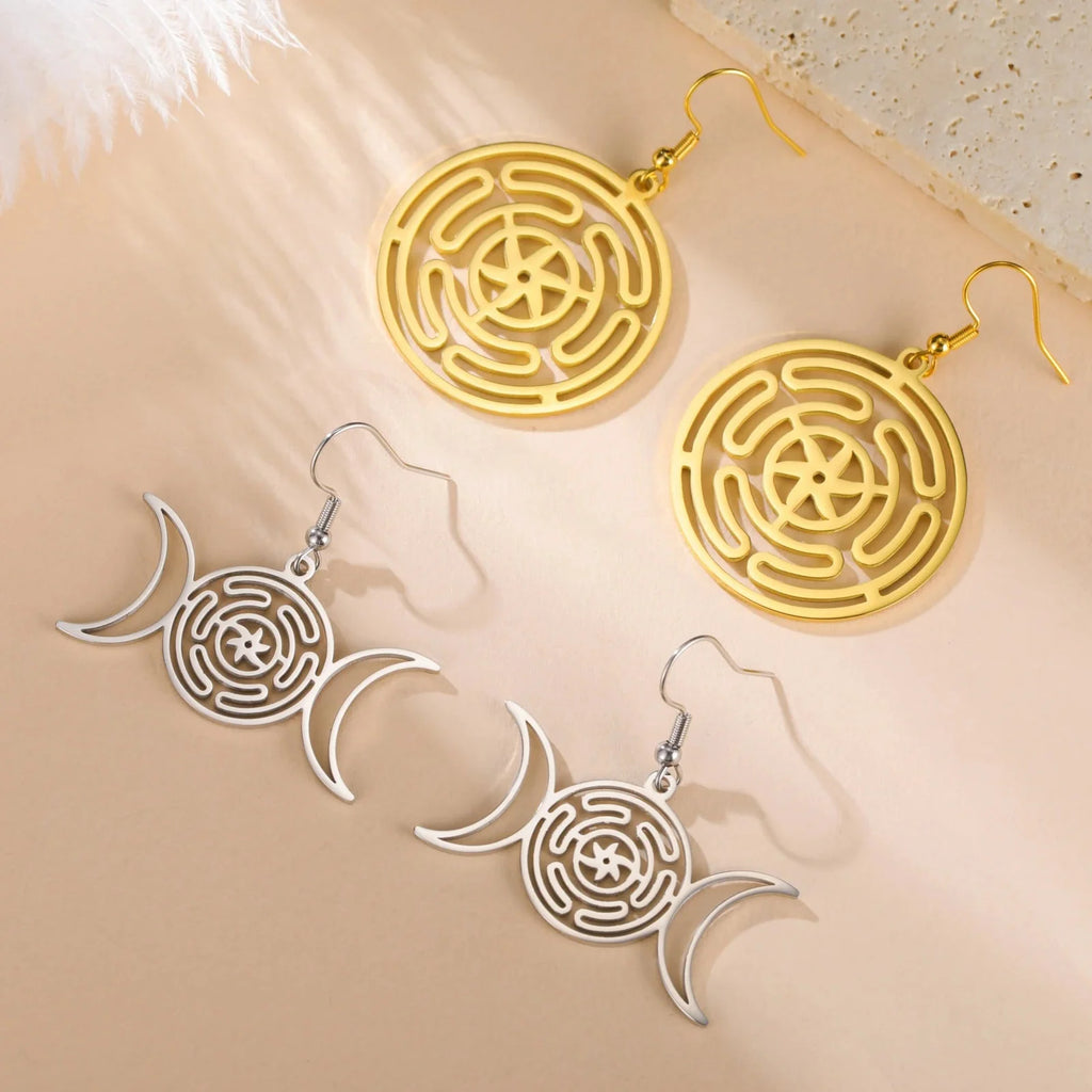 Hecate’s Wheel Strophalos Drop Earrings for Women gold