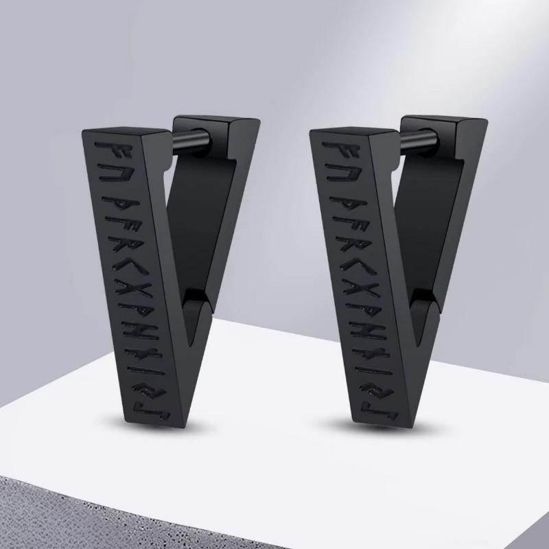 Viking Runic Earrings for Men and Women, Nordic Black