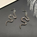Serpent Reptile Earrings silver