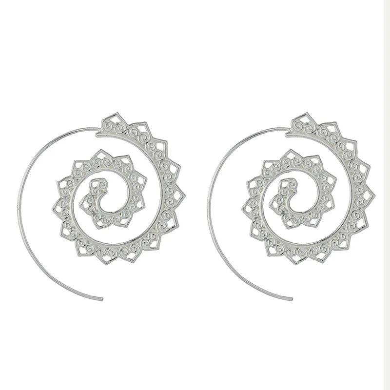 Spiral Hoop Earrings for Women in silver