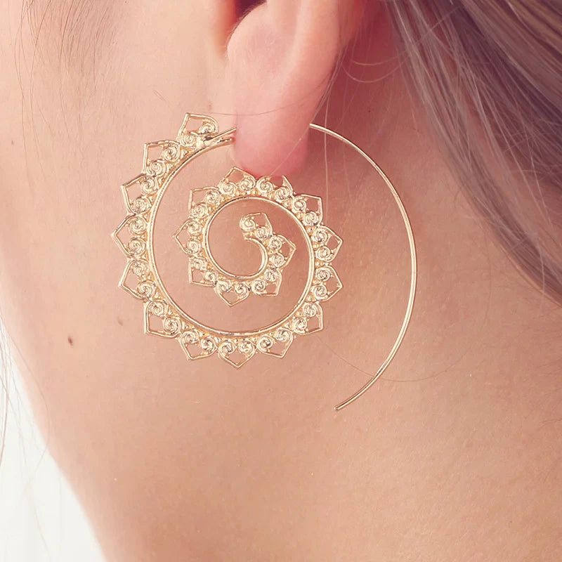 Spiral Hoop Earrings for Women in silver
