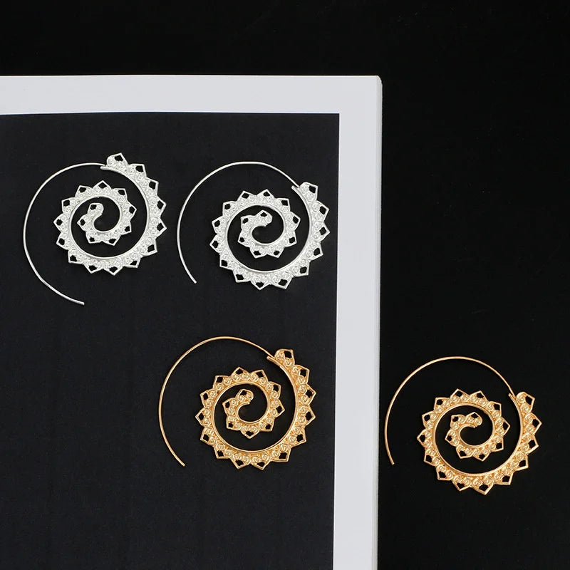 Spiral Hoop Earrings for Women in silver