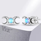 Triple Moon Earrings Wiccan Witchcraft Studs for Women