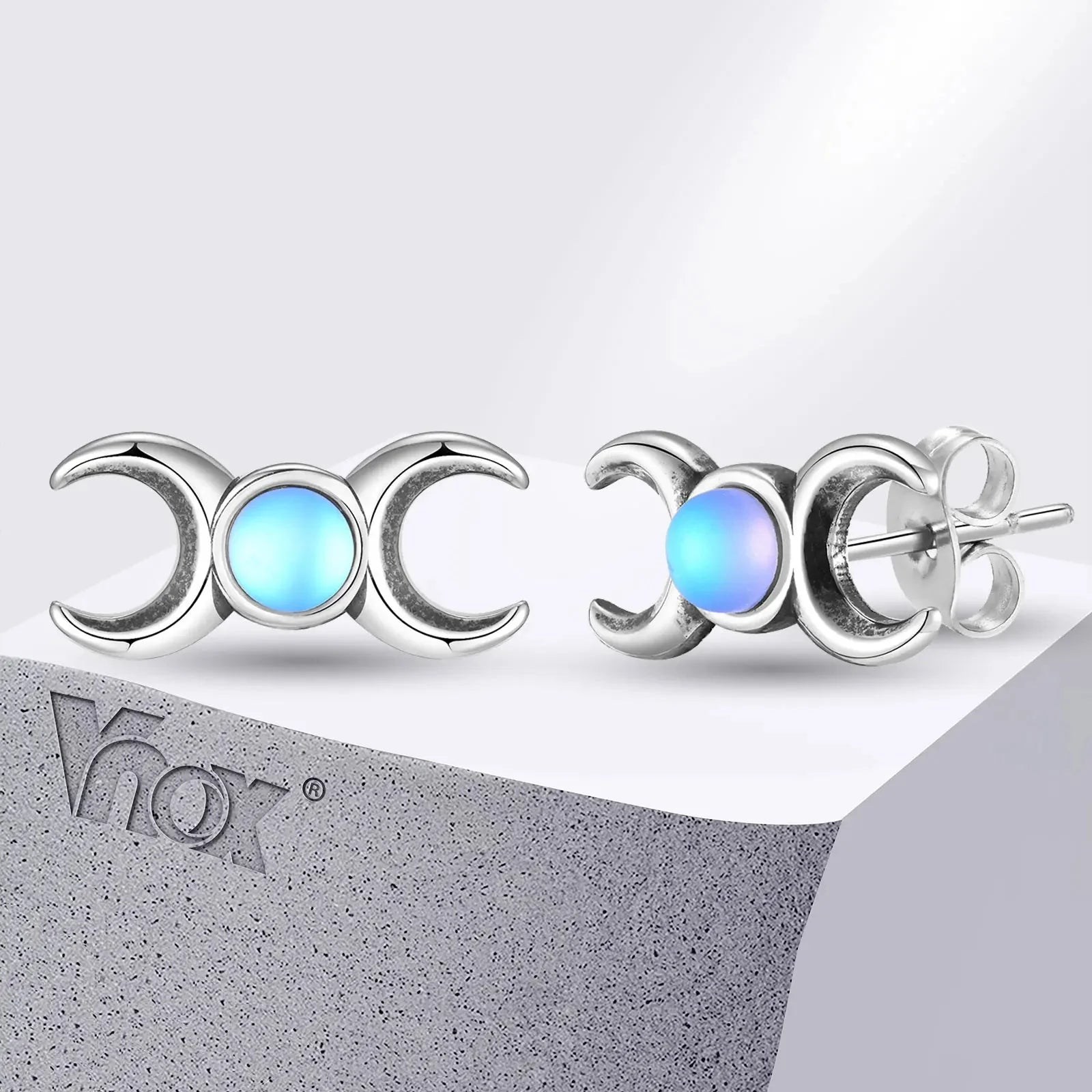 Triple Moon Earrings Wiccan Witchcraft Studs for Women