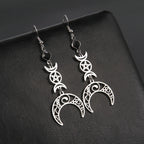 Wiccan Witchcraft Triple Moon Dangle Earrings for Women