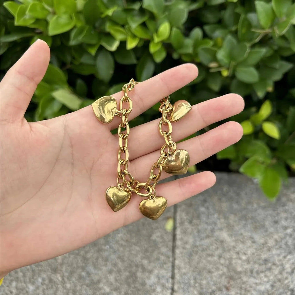 5 Hearts Bracelet Women's Chain Gold