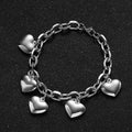 5 Hearts Bracelet Women's Chain Silver