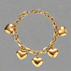 5 Hearts Bracelet Women's Chain Gold