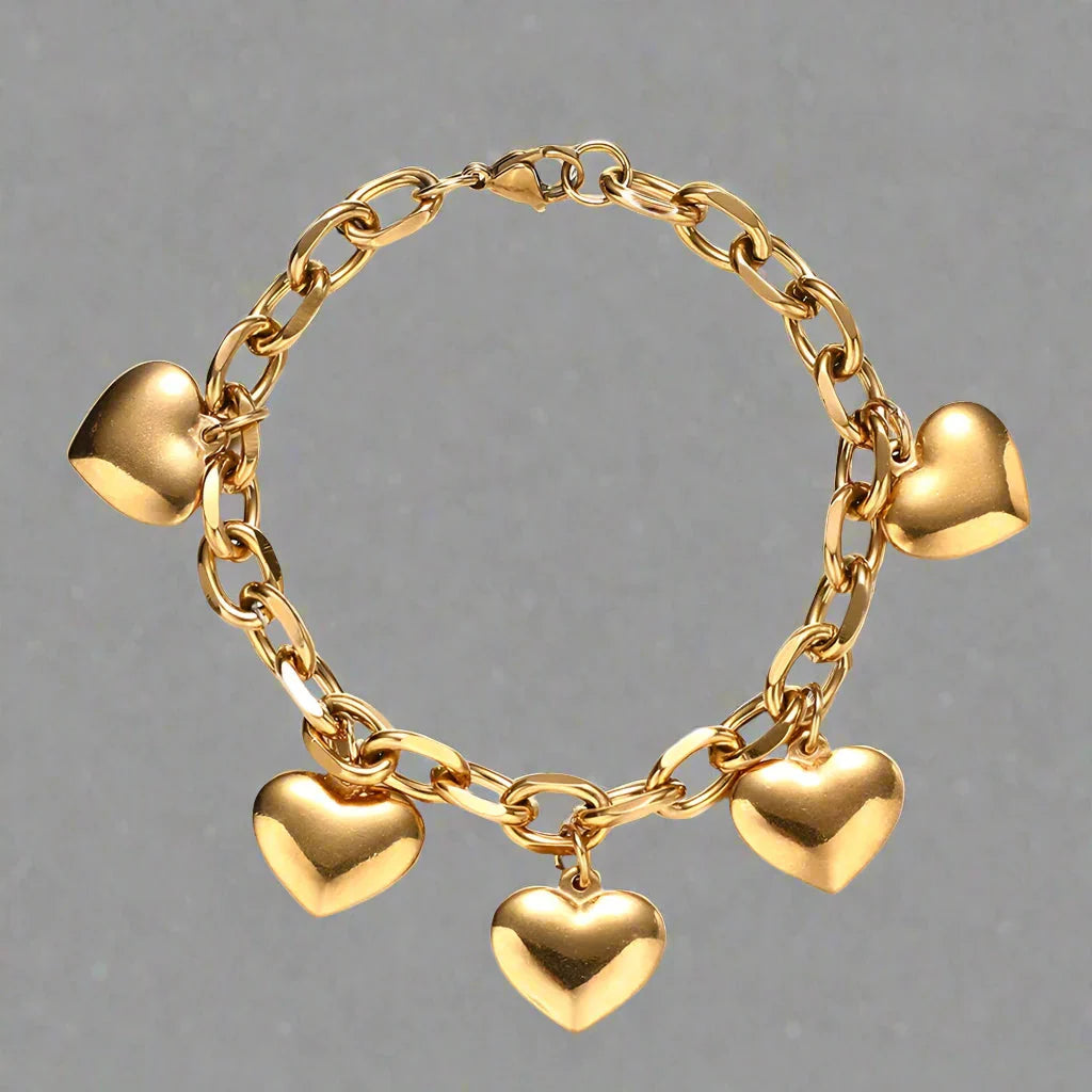 5 Hearts Bracelet Women's Chain Gold