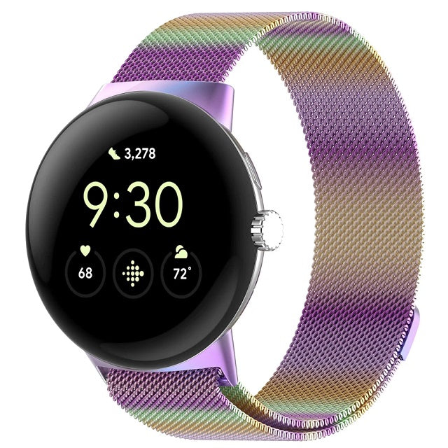 Magnetic Milanese Stainless Steel Bracelet for Smartwatch Google Pixel Watch 1 & 2 rainbow