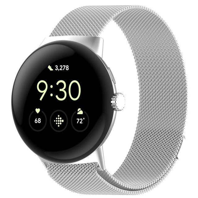 Magnetic Milanese Stainless Steel Bracelet for Smartwatch Google Pixel Watch 1 & 2 silver grey