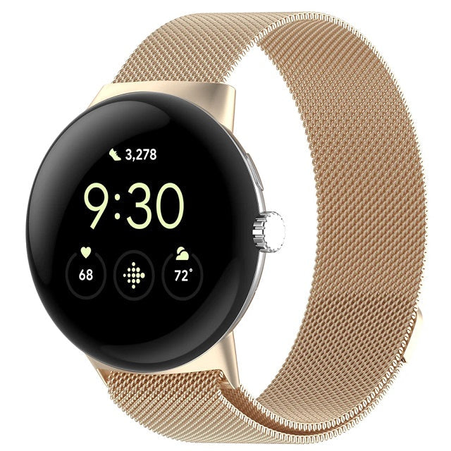 Magnetic Milanese Stainless Steel Bracelet for Smartwatch Google Pixel Watch 1 & 2 champagne