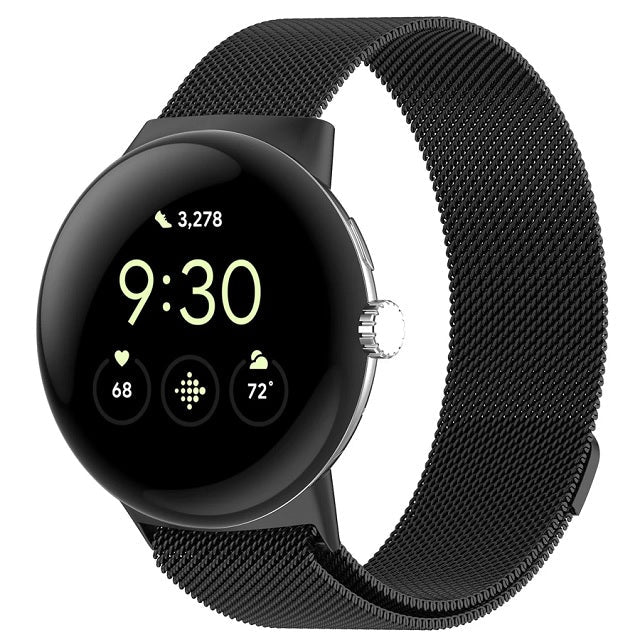 Magnetic Milanese Stainless Steel Bracelet for Smartwatch Google Pixel Watch 1 & 2 black
