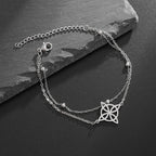 Witch's Knot Steel Bracelet for Women, Protective Wiccan Cuff Bracelet, Silver