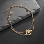 Witch's Knot Steel Bracelet for Women, Protective Wiccan Cuff Bracelet, Gold