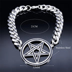 Pentacle Witchcraft Steel Bracelet Wiccan Curb Bracelet