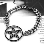 Pentacle Witchcraft Steel Bracelet Wiccan Curb Bracelet