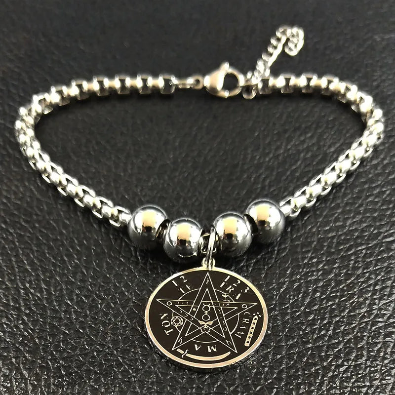 Wiccan Pentacle Witchcraft Stainless Steel Bracelet Chain