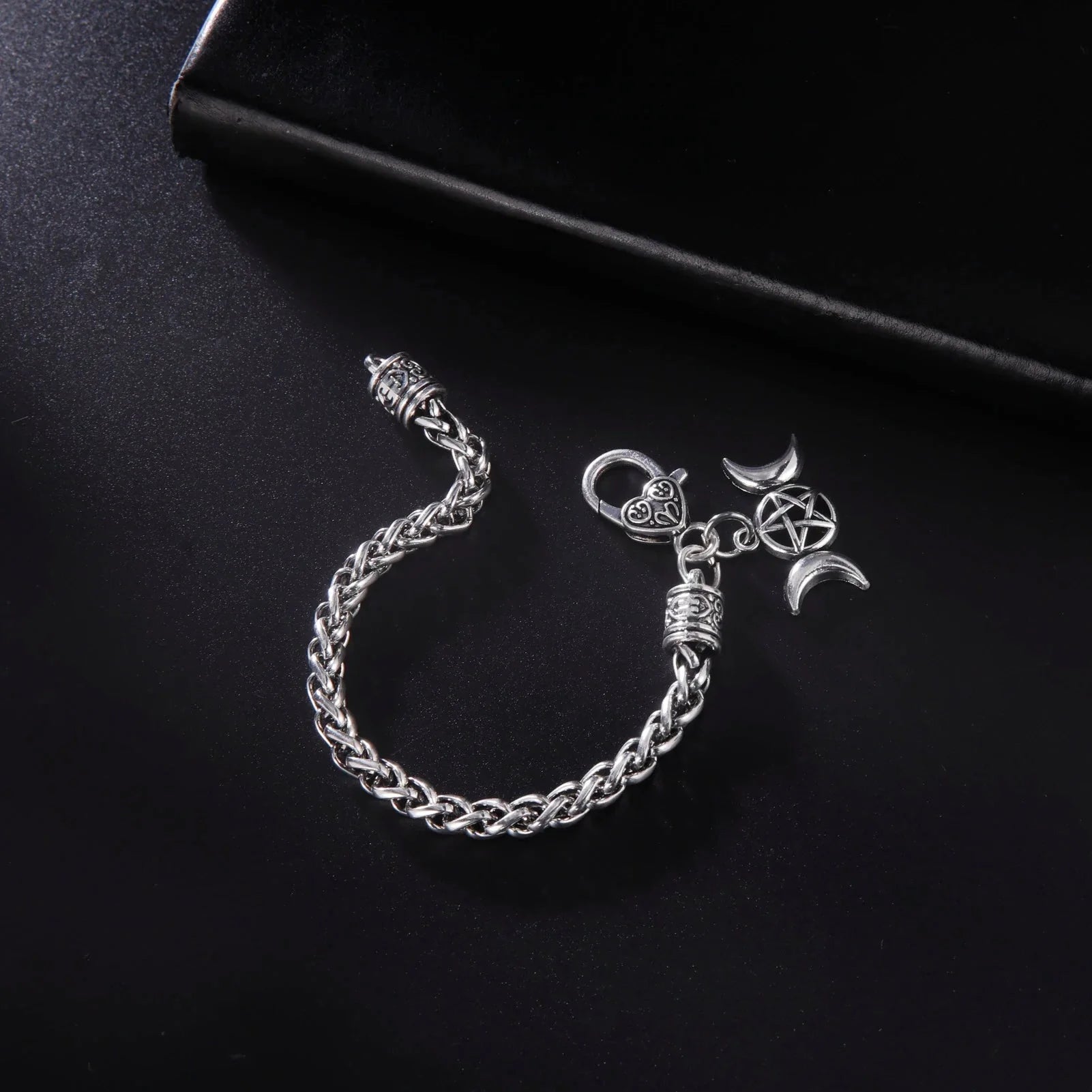 Triple Moon Witchcraft Steel Bracelet Wiccan Chain