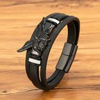 Eagle Leather Bracelet for Men Black