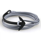 Wide Adjustable Anchor Bracelet Black and Gray