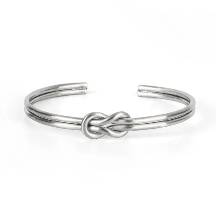 Adjustable knot bracelet for men silver