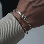 Adjustable knot bracelet for men silver