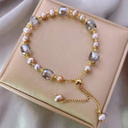 Natural Stone Beaded Amethyst Bracelet Women's Curb Chain