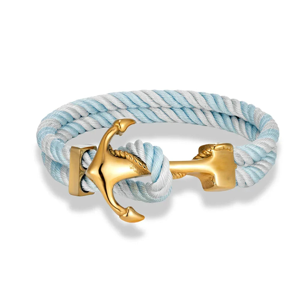 Men's blue and grey anchor bracelet