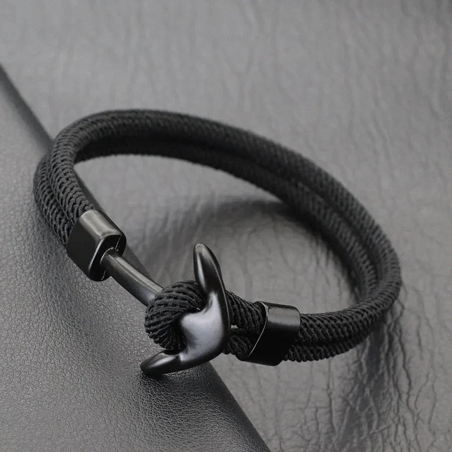 Black and black anchor bracelet