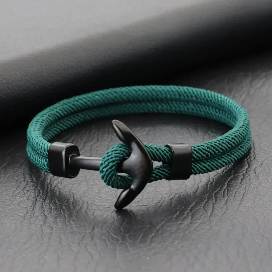 Black and green anchor bracelet