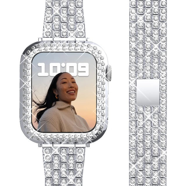 Silver diamond Apple Watch bracelet for women