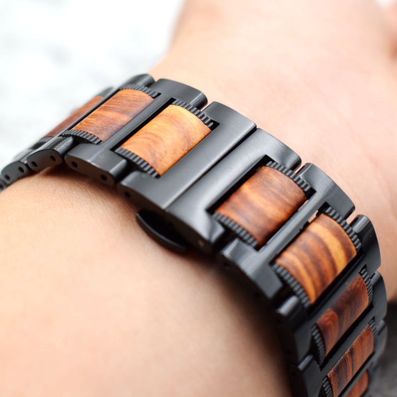 Wooden Apple Watch Bracelet in brown and black