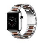 Wooden Apple Watch Bracelet in silver and brown 