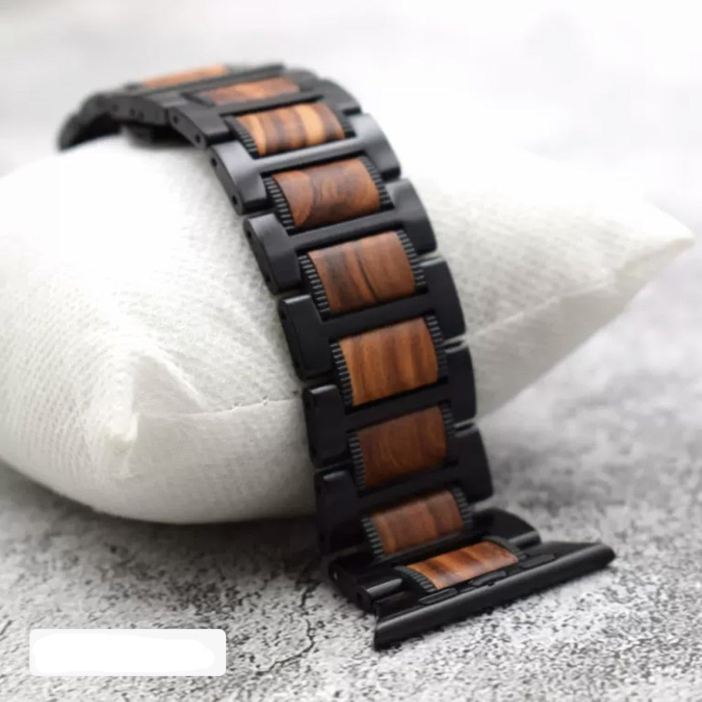 Wooden Apple Watch Bracelet in brown and black