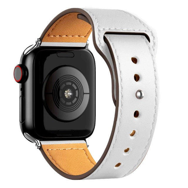 White Apple Watch Leather Bracelet