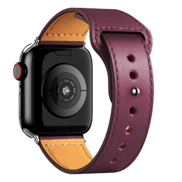 Burgundy Apple Watch Leather Bracelet