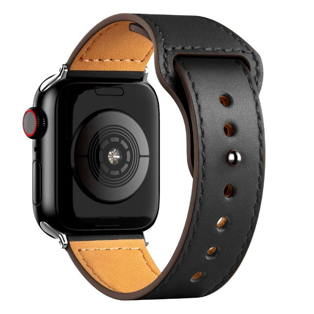 Black Apple Watch Leather Bracelet