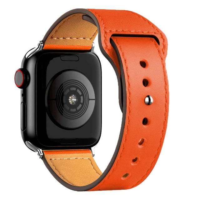 Orange Apple Watch Leather Bracelet