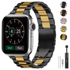 Apple Watch bracelet in black and gold metal
